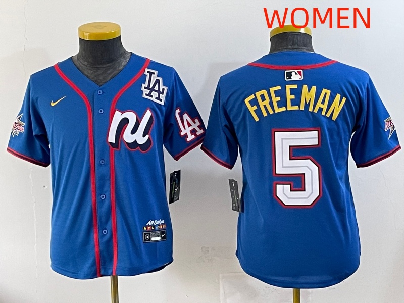 women 2025 Los Angeles Dodgers #5 Freeman Blue Nike 2025 MLB All Star Jersey style 002